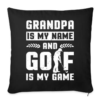 Grand-père Is My Name And Golf Is My Game - Housse de coussin décorative 45 x 45 cm - noir - Devant
