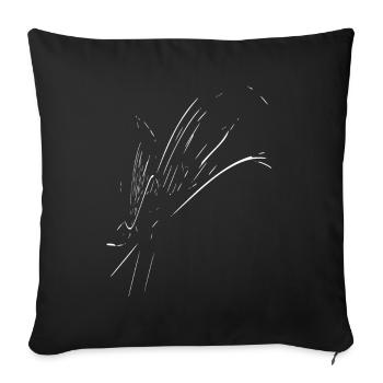 Weißer Pinselstrich-Abstract Schwarz - Sofakissenbezug 45 x 45 cm - Schwarz - Vorne
