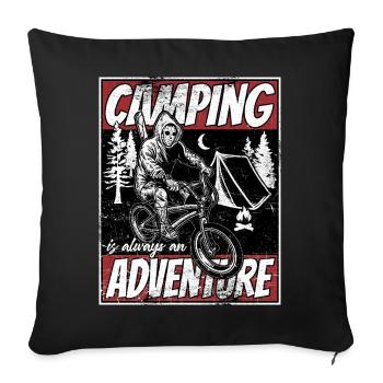 Aventure en camping - Housse de coussin décorative 45 x 45 cm - noir - Devant