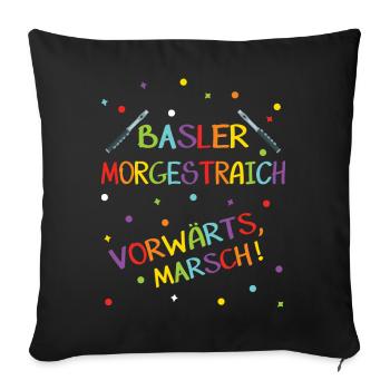 Fasnacht Morgestraich Basel Karneval Piccoloflöte - Sofakissenbezug 45 x 45 cm - Schwarz - Vorne