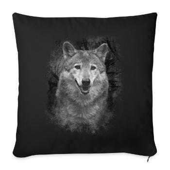 Wolf - Sofakissenbezug 45 x 45 cm - Schwarz - Vorne