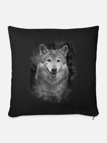 Wolf - Sofakissenbezug 45 x 45 cm - Schwarz