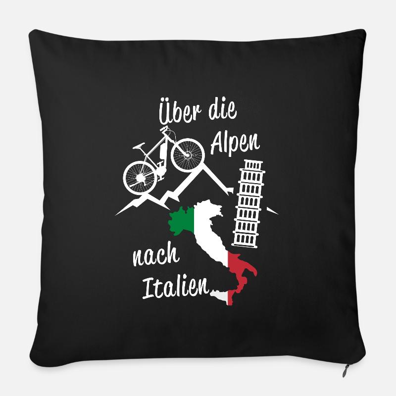 Alpenüberquerung Alpen Italien MTB - Sofakissenbezug 45 x 45 cm - Schwarz