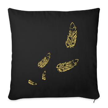 Feathers - Symbol / gold - Sofa pillowcase 17,3'' x 17,3'' (45 x 45 cm) - black - Front