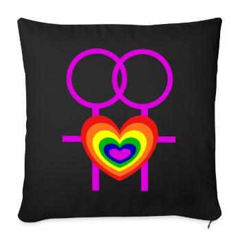lesbienne femmes femmes symboles féminins CSD - Housse de coussin décorative 45 x 45 cm - noir - Devant