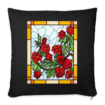 Stained Glass Roses - Sofa pillowcase 17,3'' x 17,3'' (45 x 45 cm) - black - Front