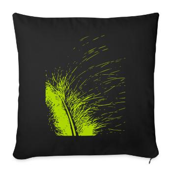 Plume abstraite / ligne / vert / motif - Housse de coussin décorative 45 x 45 cm - noir - Devant