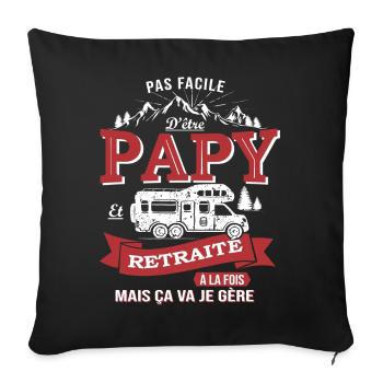 Papy retraite camping car - Housse de coussin décorative 45 x 45 cm - noir - Devant