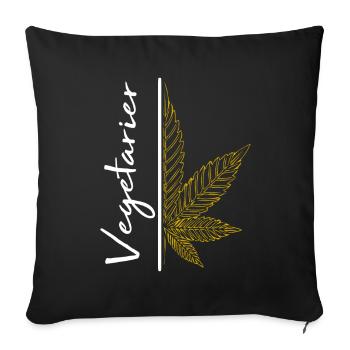 Vegetarian / cannabis / cannabis leaf / hemp - Sofa pillowcase 17,3'' x 17,3'' (45 x 45 cm) - black - Front