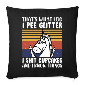 Licorne disant drôle - Housse de coussin décorative 45 x 45 cm - noir - Devant