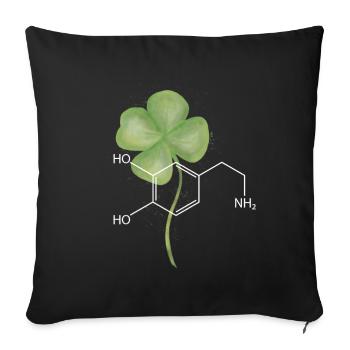 Strukturformel Dopamin mit Kleeblatt - Sofakissenbezug 45 x 45 cm - Schwarz - Vorne