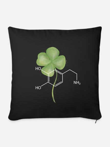 Strukturformel Dopamin mit Kleeblatt - Sofakissenbezug 45 x 45 cm - Schwarz