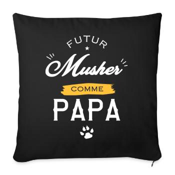 futur musher comme papa bébé père et fils - Housse de coussin décorative 45 x 45 cm - noir - Devant