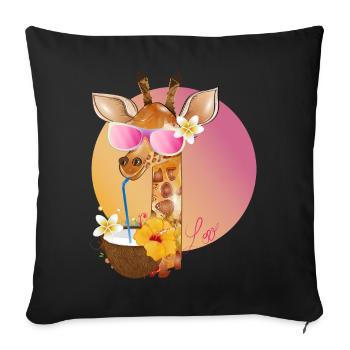 coole Giraffe mit Sonnenbrille genießt den Sommer - Sofakissenbezug 45 x 45 cm - Schwarz - Vorne