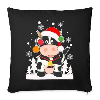 Lustige Kuh Schneeflocken Weihnachtsbaumkugeln - Sofakissenbezug 45 x 45 cm - Schwarz - Vorne