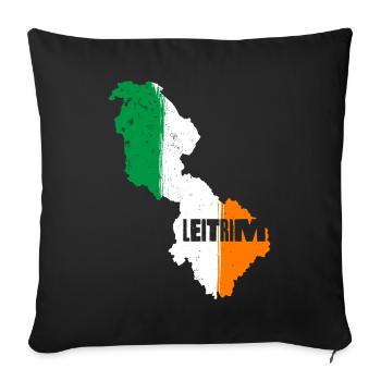Leitrim Ireland Flag | County Outline Map - Sofa pillowcase 17,3'' x 17,3'' (45 x 45 cm) - black - Front