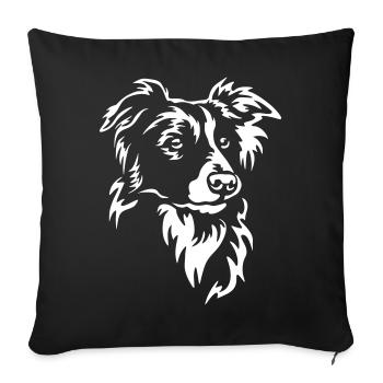 Border Collie Head "Black Edition" - Sofa pillowcase 17,3'' x 17,3'' (45 x 45 cm) - black - Front