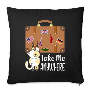 Travel Suitcase Cat Holiday Trip Emigration Summer - Sofa pillowcase 17,3'' x 17,3'' (45 x 45 cm) - black - Front