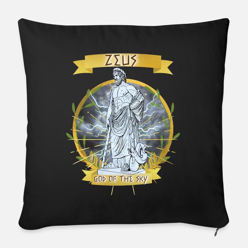 Zeus Gott griechische Mythologie, Blitz, gold - Sofakissenbezug 45 x 45 cm - Schwarz