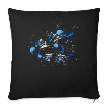 Fleurs Vrilles Ornement abstrait - Housse de coussin décorative 45 x 45 cm - noir - Devant