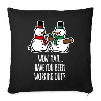 Drôle de bonhomme de neige Cartoon Fitness Gym Noël - Housse de coussin décorative 45 x 45 cm - noir - Devant