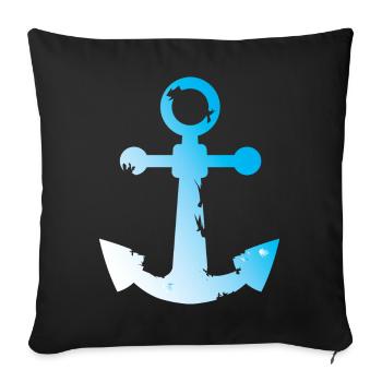used look anchor symbol seafaring water sea graphic - Sofa pillowcase 17,3'' x 17,3'' (45 x 45 cm) - black - Front
