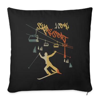 Ski holiday I'm coming ! - Sofa pillowcase 17,3'' x 17,3'' (45 x 45 cm) - black - Front