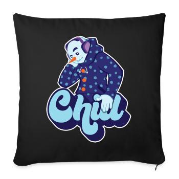 Chill Cool Fun Schneemann Winter Schnee Weihnachtsgeschenk - Sofakissenbezug 45 x 45 cm - Schwarz - Vorne