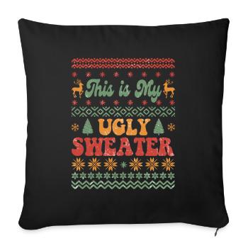 My Ugly Sweater - Ugly Xmas /Christmas/Weihnachten - Sofakissenbezug 45 x 45 cm - Schwarz - Vorne
