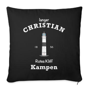 Sylt, Leuchtturm kampen, langer Christian - Sofakissenbezug 45 x 45 cm - Schwarz - Vorne