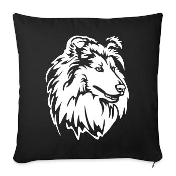 Collie Head "Black Edition" - Sofa pillowcase 17,3'' x 17,3'' (45 x 45 cm) - black - Front