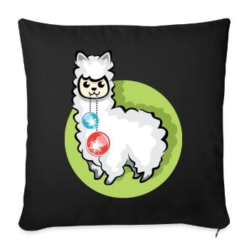 alpaca xmas balls christmas llama symbol alpaca - Sofa pillowcase 17,3'' x 17,3'' (45 x 45 cm) - black - Front