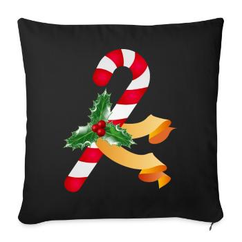 Candy cane and holly for the Christmas season - Sofa pillowcase 17,3'' x 17,3'' (45 x 45 cm) - black - Front