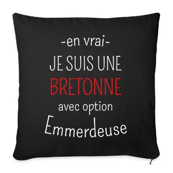 Bretonne avec option Emmerdeuse - Housse de coussin décorative 45 x 45 cm - noir - Devant