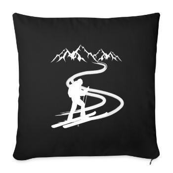Tourenski Tourengeher Skitour Berg Design - Sofakissenbezug 45 x 45 cm - Schwarz - Vorne