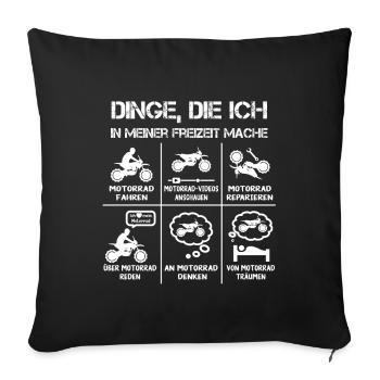 Freizeit - Motorradfahrer - Biker - Sofakissenbezug 45 x 45 cm - Schwarz - Vorne