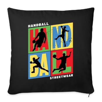 Handball Handball Player Handball Player Vintage Retro - Housse de coussin décorative 45 x 45 cm - noir - Devant