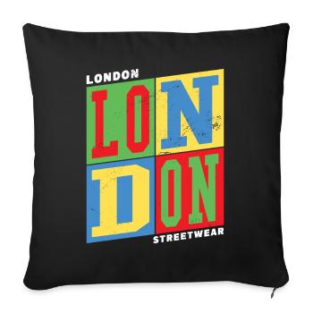 London England UK City Colorful Skyline Home - Sofa pillowcase 17,3'' x 17,3'' (45 x 45 cm) - black - Front