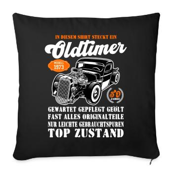 Oldtimer 1973 51 Geburtstag Geschenk - Sofakissenbezug 45 x 45 cm - Schwarz - Vorne