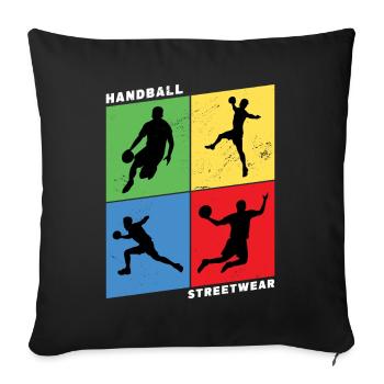 Handball Handball Player Handball Player Vintage Retro - Housse de coussin décorative 45 x 45 cm - noir - Devant