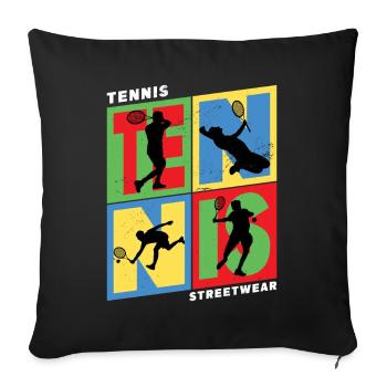 Tennis Tennis Player Vintage Retro Colorful - Sofa pillowcase 17,3'' x 17,3'' (45 x 45 cm) - black - Front