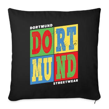 Dortmund Allemagne Ville colorée Skyline Accueil - Housse de coussin décorative 45 x 45 cm - noir - Devant