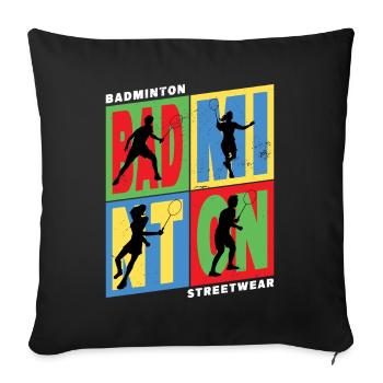 Badminton Badminton Sport Player Vintage Rétro - Housse de coussin décorative 45 x 45 cm - noir - Devant