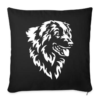 Tête de chien de montagne pyrénéenne « Black Edition » - Housse de coussin décorative 45 x 45 cm - noir - Devant