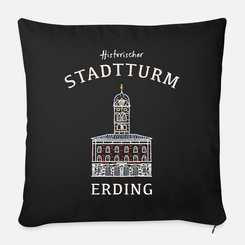 Erding kultiger Stadtturm, Bayern, Deutschland - Sofakissenbezug 45 x 45 cm - Schwarz