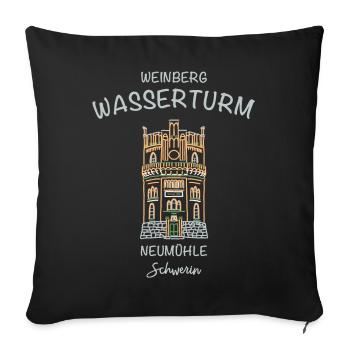 Schwerin, Wasserturm Neumühle auf dem Weinberg - Sofakissenbezug 45 x 45 cm - Schwarz - Vorne