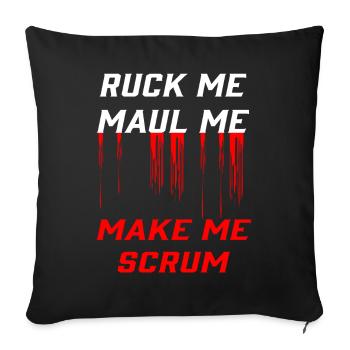 Passion rugby : jerk, bouche, mêlée - Housse de coussin décorative 45 x 45 cm - noir - Devant