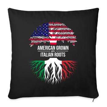 AMERICAN GROWN WITH ITALIAN ROOTS - Sofa pillowcase 17,3'' x 17,3'' (45 x 45 cm) - black - Front