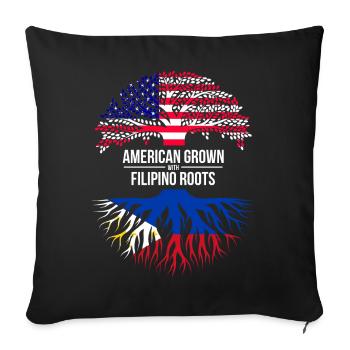 AMERIKANISCH ANGEBAUT MIT PHILIPPINISCHEN WURZELN - Sofakissenbezug 45 x 45 cm - Schwarz - Vorne