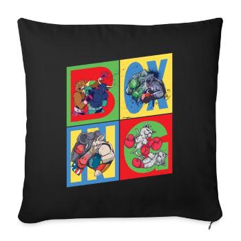 Boxen Boxer Boxkampf Sport Tiere Cartoon Comic - Sofakissenbezug 45 x 45 cm - Schwarz - Vorne
